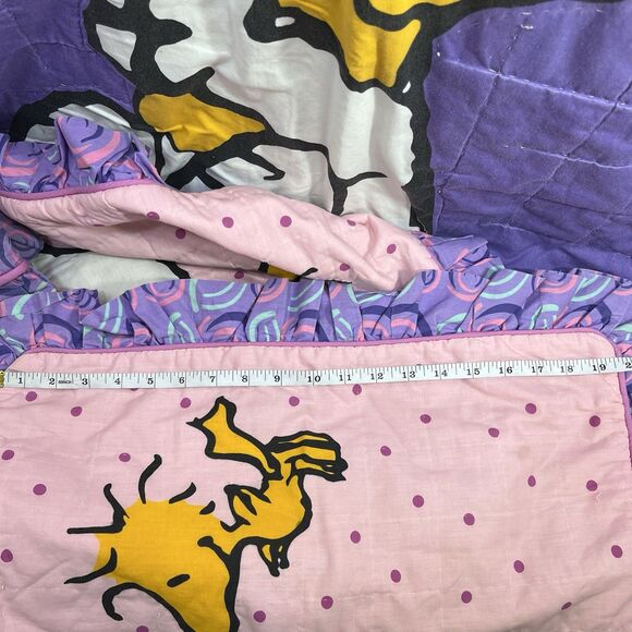 SNOOPY Woodstock Vintage JC Penny Small Quilt Set "Best Friends" Purple Pink Lot - Picture 9 of 16